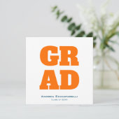 Moderne Graduierungspartei Orange und Blue Square Einladung (Stehend Vorderseite)