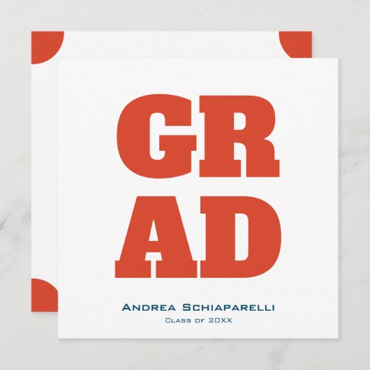 Moderne Graduierungspartei Rot und Blau Platz Einladung (Vorne/Hinten)