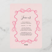 Moderne Graduierungsparty für Arch-Rosa-Foto Folieneinladung (Rückseite)