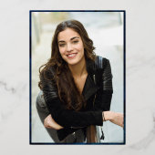 Moderne Graduierungsparty für Blaue Marmorplatte G Folieneinladung (Rückseite)