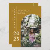 Moderne Graduierungsparty für einfaches Gold-Arch- Einladung (Vorne/Hinten)