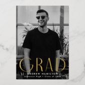 Moderne Graduierungsparty für Gold Foil Foto Folieneinladung (Vorderseite)