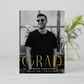 Moderne Graduierungsparty für Gold Foil Foto Folieneinladung (Stehend vorne)