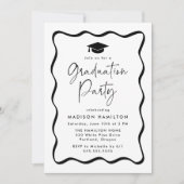 Moderne Graduierungsparty für Schwarzes Foto Einladung (Vorderseite)