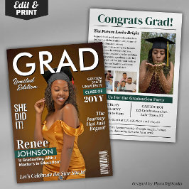 Moderne Graduierungsparty Invite Grad Magazine Cov Feiertagskarte