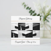 Moderne Graduierungstafel schwarz-weiß flach Karte (Stehend Vorderseite)