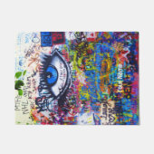 Moderne Graffiti des blauen bösen Blicks Fußmatte (Vorderseite)