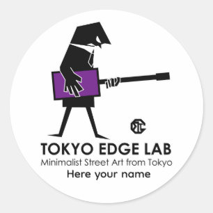 Moderne Grafik eines urbanen Bassspielers - Tokyo  Runder Aufkleber