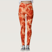 Moderne grafische Dahlia-Blume, Mandarin Orange Leggings (Vorderseite)