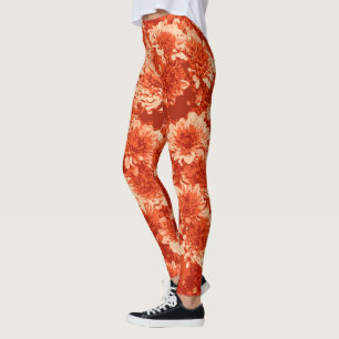 Moderne grafische Dahlia-Blume, Mandarin Orange Leggings
