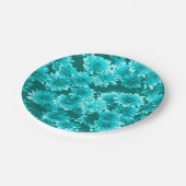 Moderne grafische Dahlia Muster, Aquamarin und Aqu Pappteller (Schrägansicht)