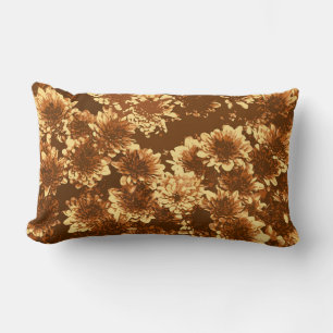 Moderne grafische Dahlia Muster, Braun und Gold Lendenkissen