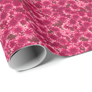 Moderne grafische Dahlia-Muster, Burgund und Rosa Geschenkpapier