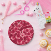 Moderne grafische Dahlia-Muster, Burgund und Rosa Pappteller (Party)