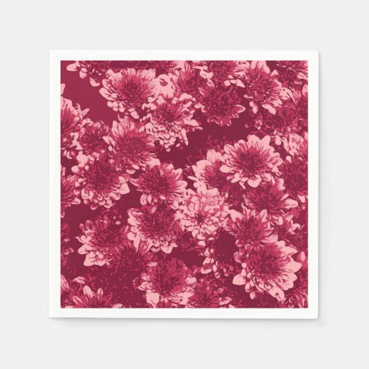 Moderne grafische Dahlia-Muster, Burgund und Rosa Serviette (Vorderseite)