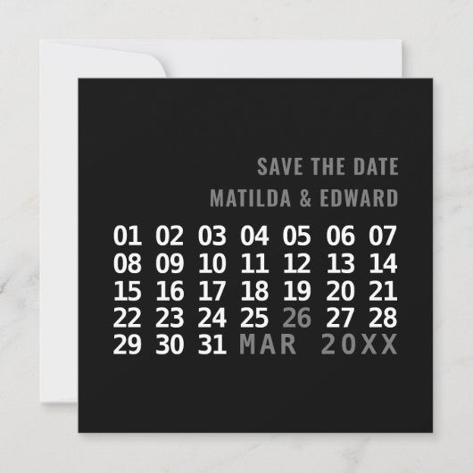 Moderne grafische Kalender Hochzeit speichern das  Save The Date (Vorderseite)