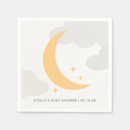 Moderne Grafische Mondstars Wolken Babydusche Serviette
