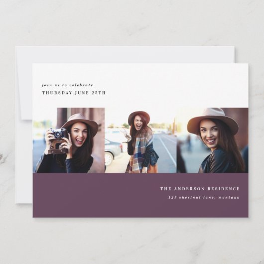 Moderne Grafische MultiFoto-Graduierungsparty lädt Ankündigung (Rückseite)