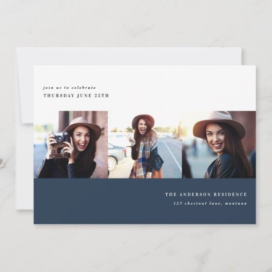 Moderne Grafische MultiFoto-Graduierungsparty lädt Ankündigung (Rückseite)