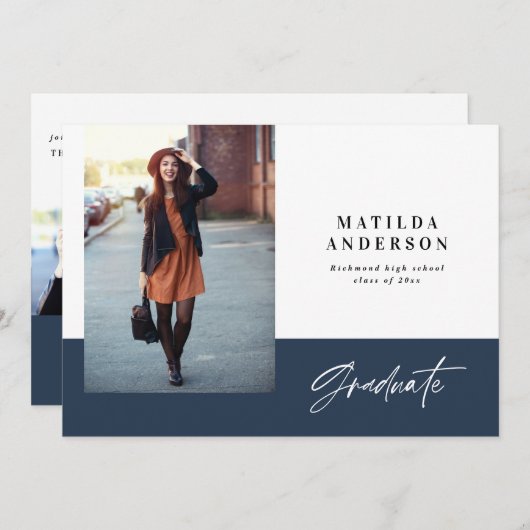 Moderne Grafische MultiFoto-Graduierungsparty lädt Ankündigung (Vorne/Hinten)