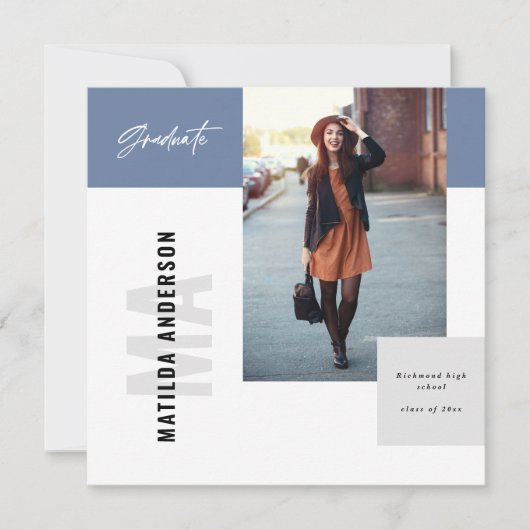 Moderne Grafische MultiFoto-Graduierungsparty lädt Ankündigung (Vorderseite)