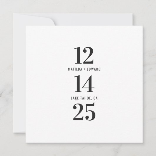 Moderne, grafische Typografie Hochzeit Save The Date (Vorderseite)