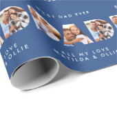 Moderne grafische Typografie Multi Foto Papa blau Geschenkpapier (Rolleneckpunkt)