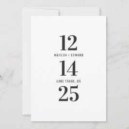 Moderne, grafische, typografische monochrome Hochz Save The Date