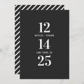 Moderne, grafische, typografische monochrome Hochz Save The Date (Vorne/Hinten)