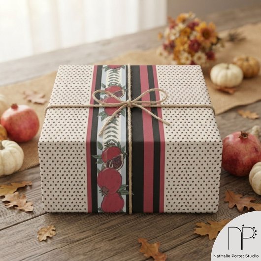 Moderne Granatapfel-Samen-Streifen Geschenkpapier