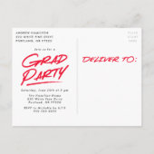 Moderne Grand Red Foto Graduation Party Einladungspostkarte (Rückseite)