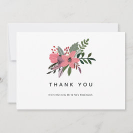 Moderne Grandeur Pflaume und rosafarbene Blüten Dankeskarte