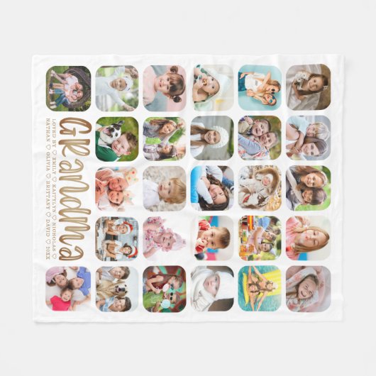Moderne GRANDMA 27 FotoCollage Personalisiert Fleecedecke (Vorderseite (Horizontal))