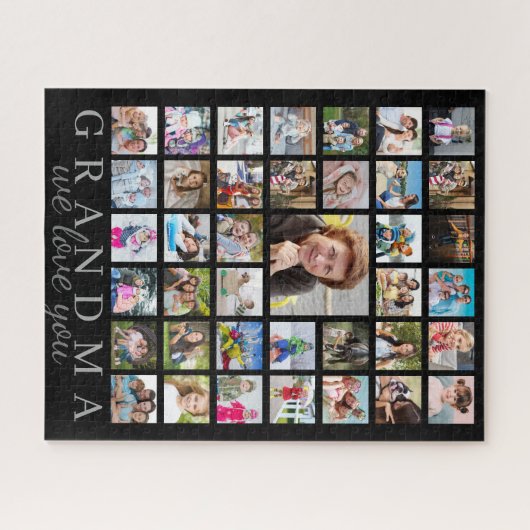 Moderne GRANDMA Foto Collage Script Meldung Schwar Puzzle (Horizontal)