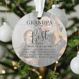 Moderne "GRANDPA" 2 Foto Namen & Zitat Weihnachten Ornament