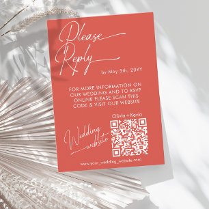 Moderne Grapefruitroter Besuch QR-Website RSVP Karte