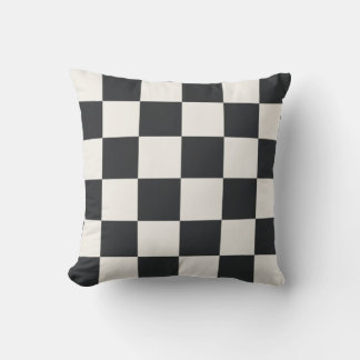 Moderne Graphit Warmweiß Kariert Kissen