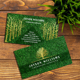 Moderne Grass Texture Business Card mit Gold Tree Visitenkarte