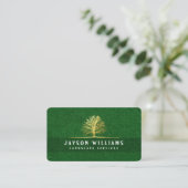 Moderne Grass Texture Business Card mit Gold Tree Visitenkarte (Stehend Vorderseite)