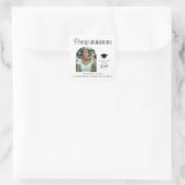 Moderne Gratulation Abschlussfoto Abschluss Bogen Quadratischer Aufkleber (Tasche)