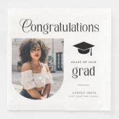 Moderne Gratulation Abschlussfoto Abschluss Bogen Serviette (Vorderseite)