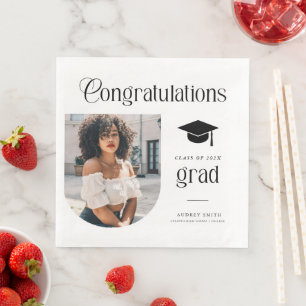 Moderne Gratulation Abschlussfoto Abschluss Bogen Serviette