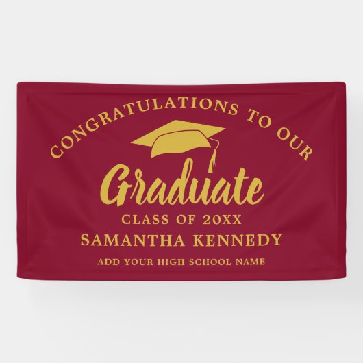 Moderne Gratulation Absolvent Bordeaux & Gold Banner (Horizontal)