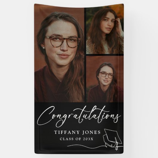Moderne Gratulation Foto Graduation Party Banner (Vertikal)