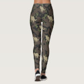 Moderne Grau Braun Grün Katzen Tarnmuster Leggings (Rückseite)