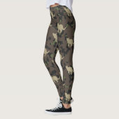 Moderne Grau Braun Grün Katzen Tarnmuster Leggings (Links)