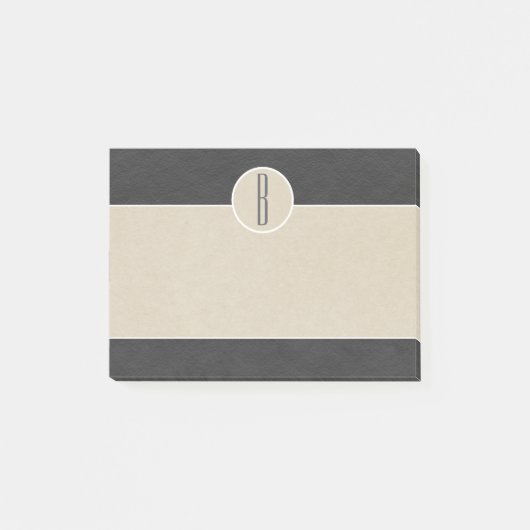 Moderne Grau & Braun Kraft Rustikale Monogramm-Ini Post-it Klebezettel (Vorderseite)