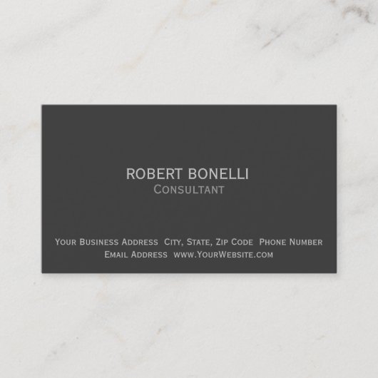Moderne Grau Einfache Schlichte Beratergarte Visitenkarte (Vorderseite)