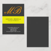 Moderne, grau-gelb-orangefarbene Monogramm-Visiten Visitenkarte (Vorne/Hinten)
