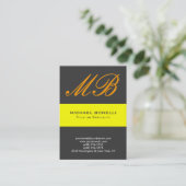 Moderne, grau-gelb-orangefarbene Monogramm-Visiten Visitenkarte (Stehend Vorderseite)